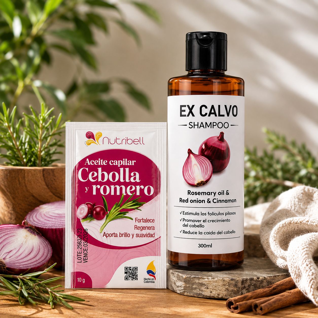 Tratamiento Shampo excalvo 300ml + Aceite capilar Nutribell